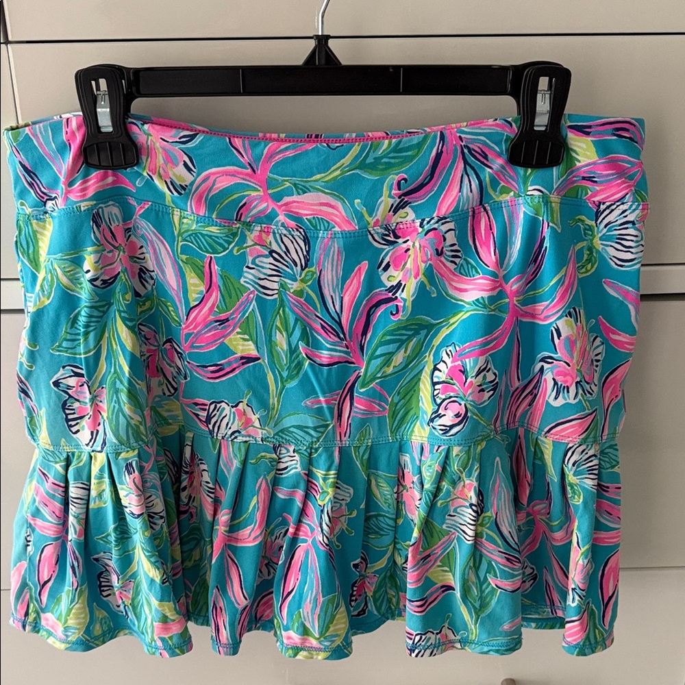 Lilly Pulitzer size Large Turquoise & Pink Floral active Skirt (skort)